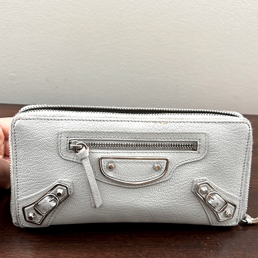 Balenciaga light grey zipper detail wallet